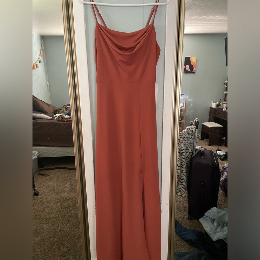 Rust prom dress